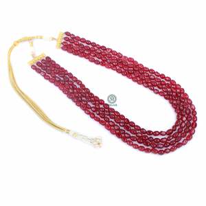 Mahir Ruby Designer Groom Kantha Fine Beaded Necklace - Product Image 5