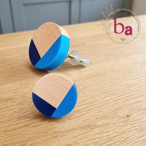 Modern Round Resin Wooden Cabinet <b>Knobs</b> with Industrial Design Blue for Kitchen Home Office Dining Wardrobe Drawer Handles - Product Image 1