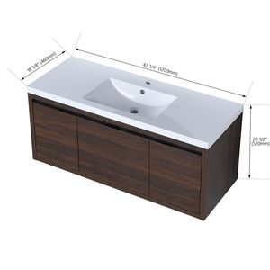 Mobili da Bagno da 48 Pollici con Ante a Chiusura Ammortizzata e Design a Sospensione con Lavabo Integrato - 48x18 - Product Image 5