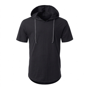 T-shirt à capuche pour homme, coupe classique, longueur standard, couleur unie, décontracté, imprimé, tissu tricoté, polyester/coton écologique, printemps - Product Image 3