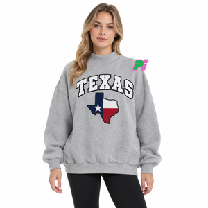 Sudadera de cuello alto para mujer, con parche bordado de la bandera de Texas, estilo oversize, informal, 100% algodón polar transpirable - Product Image 1