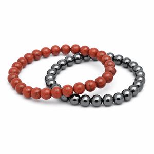 Stacking Crystal <b>Beaded</b> <b>Bracelet</b> Set with Clear Quartz 8mm and Silver Tone Bangle for Women's Everyday Wear Layered Style - Product Image 4
