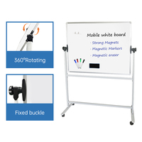 Tableau blanc mobile double face en verre transparent avec roulettes pour bureau/école/maison