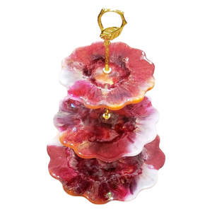 Soporte de Pastel de Resina de 3 Niveles con Aspecto de Mármol de Lujo, Soporte de Exhibición de Postres de Epoxi Elegante Hecho a Mano para Decoraciones de Bodas y Fiestas en el Hogar - Product Image 4