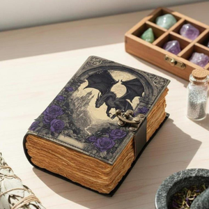 Diario de cuero con estampado de dragón, libro pagano de fantasía oscura, papel con borde deshilachado antiguo, hechizo oculto hecho a mano, tapa dura - Product Image 5
