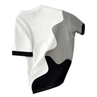 T-shirt à manches courtes pour homme, col rond, coupe ample, tissu tricoté, détails contrastés, 100% coton, séchage rapide