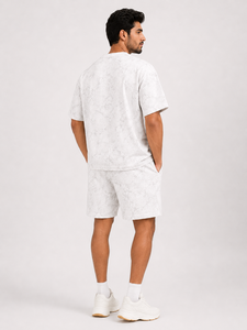 Ensemble d'été délavé pour homme : T-shirt oversize vintage et short assorti en coton doux et respirant – Style décontracté streetwear - Product Image 4