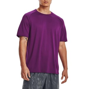 Nouveau T-shirt tricoté pour homme 2026, violet, à manches courtes, col rond, couleur unie, coupe classique, séchage rapide, style décontracté, ODM OEM - Product Image 1