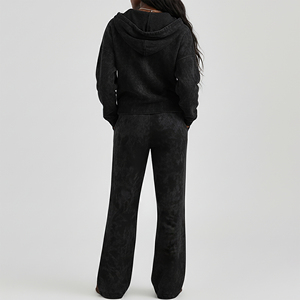 Conjunto Deportivo de Invierno para Mujer, Estilo Casual, Bordado, con Cierre, 100% Algodón Transpirable, para Correr, OEM/ODM - Product Image 3