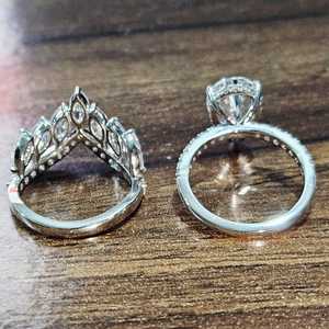 Anillo de Corona con Diamantes de Moissanita de Corte Elegante en Forma de Pera y Marquesa para Mujer, Plata 925 Original, Promesa de Joyería Única para Novia - Product Image 4