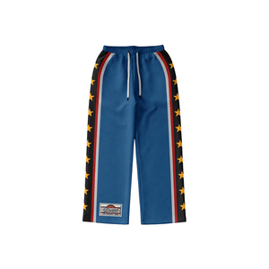 Pantalon de survêtement bleu pour homme Brand Club avec cordon de serrage, motif étoile et rayures, imprimé par sublimation, coupe sportive longue et régulière, collection Printemps - Product Image 4