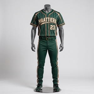 Conjunto de Uniforme de Béisbol Personalizado para Hombre, Jersey y Pantalones con Rayas Verdes Oscuros, Fabricante de Ropa Deportiva al por Mayor - Product Image 3