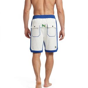 Pantalones Cortos Deportivos de Baloncesto Blancos y Azules Personalizados para Hombre, Pantalones Cortos Atléticos de Malla con Bolsillos, Fabricante OEM, Logotipo Personalizado al por Mayor - Product Image 2