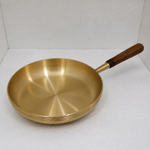 Handmade Solid Brass Frying <b>Pan</b> with Wooden Handle, Premium Brass Skillet, Traditional Cooking <b>Pan</b>, Kitchen Cookware OEM ODM - Product Image 2