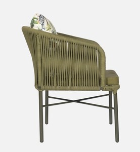 Modern Rope Living Room <b>Chair</b> with Metal Legs Solid Back <b>Cushioned</b> Armchair Tropical Design Outdoor Leisure Seat - Product Image 3