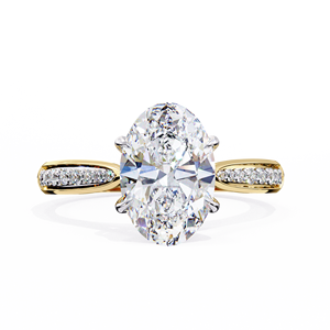 แหวนเพชรโซลิแทร์คุณภาพสูงสำหรับผู้หญิง แหวนแต่งงาน เพชรเพาะเลี้ยง 18K รูปทรงวงรี ชุดเครื่องประดับหมั้น - Product Image 1