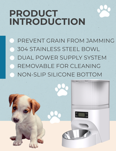 Dispensador de Comida para Mascotas Programable PF200, Tazón de Acero Inoxidable, Botones de Control Manual para Perros, Gatos y Hámsteres, Autoalimentado - Product Image 3