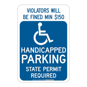 Señal de Estacionamiento para Discapacitados Brady, Sanción de $150, Se Requiere Permiso Estatal para Uso en Exteriores - Product Image 2