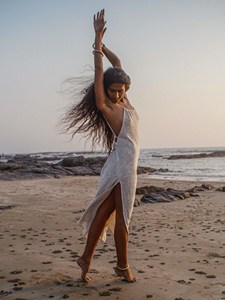 Handcrafted Raw Khadi Cotton Backless Beach Dress Boho Eco-Friendly Summer Maxi Premium Raw Khadi Cotton Maxi Dress - Product Image 4