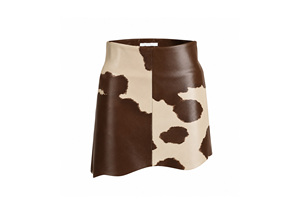 Jupe midi élégante taille haute fendue en cuir véritable imprimé léopard, motif vintage hiver, teinte unie - Product Image 3