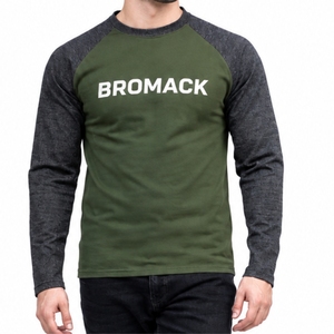 <b>Men</b> <b>T</b> <b>Shirt</b> Olive <b>Green</b> Body Contrast Sleeve Design Classic Crew Neck Long Sleeve Style Two Tone Design Custom Colors Custom - Product Image 1