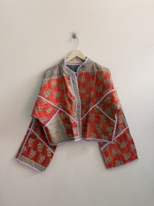 Indian Handmade Vintage Kantha Winter <b>Jacket</b>-Breathable Quilted Patchwork Boho <b>Hippie</b> Coat with Horn Buttons - Product Image 6