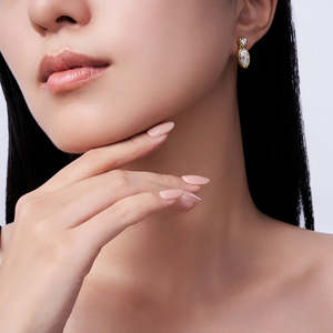 Pendientes de Plata de Ley S925 con Moissanita, Diseño Geométrico de Dos Niveles, Estilo Marquesa, para Aniversario de Bodas, para Mujer - Product Image 2