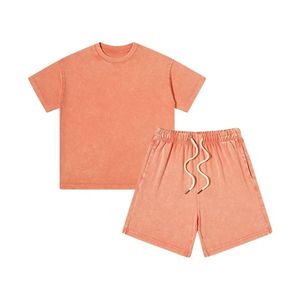 Ensemble de loungewear 2 pièces pour homme, décontracté d'été, marron chocolat, délavé minéral, en molleton bouclette épais, coupe ample, tons terreux - Product Image 4