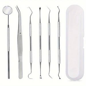 Kit d'hygiène dentaire BAFA : Cure-dents, gratte-dents, pince à tartre et miroir buccal en acier inoxydable - Product Image 1