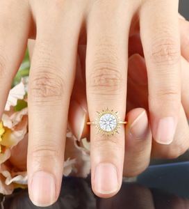 Moissanite Milgrain Engagement <b>Ring</b> Vintage Yellow Gold <b>Solitaire</b> Art Deco Prong <b>Ring</b> Elegant Bridal Anniversary Gift for Women - Product Image 4