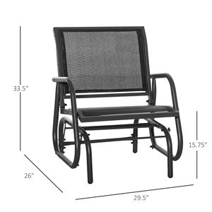 Ensemble de 2 balançoires d'extérieur robustes avec cadre durable, tissu en maille respirante, accoudoirs incurvés, supports pour chaise à bascule pour patio - Product Image 3