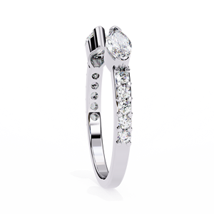 Anillo de Moissanita con Corte Marquesa en Oro Blanco, Banda de Eternidad con Brillantes Redondos para Mujer, Joyería de Compromiso y Boda - Product Image 1