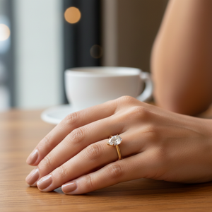 Bague solitaire moderne en or jaune 9K certifiée IGI, diamant de laboratoire taille poire VVS2 couleur E 1-5 carats, sertie de griffes, pour femme - Product Image 3