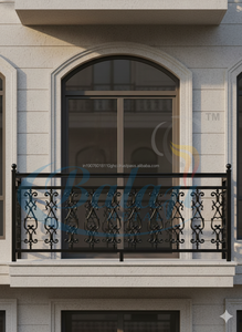 Rampe d'escalier de balcon moderne sans cadre en fonte robuste, finition gris très poli, surface sablée super fine, pour escalier et balcon D... - Product Image 2