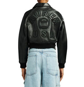 Custom <b>Women</b>’s Genuine Cowhide Leather Avirex <b>Jacket</b> Embroidered Streetwear Bomber <b>Jacket</b> Winter Fashion Outerwear - Product Image 4