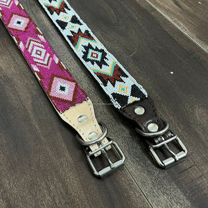 Collier de chien perlé en cuir repoussé fabriqué à la main motif Tribal collier pour animaux de compagnie réglable Style Boho occidental accessoire fait main Durable - Product Image 6