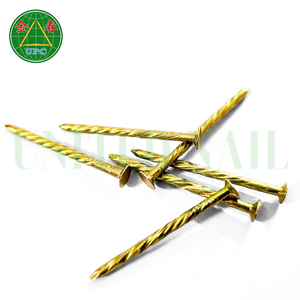 Clavo de Acero Chapado en Amarillo con Cabeza a Cuadros y Cuerpo Roscado para Construcción |   Clavos sueltos con revestimiento amarillo - Product Image 2