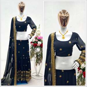 Conjunto de diseño XL Choli-Lehenga y Dupatta con bordado elegante - Product Image 1