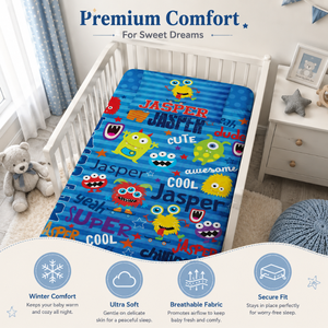 Organic Cotton Baby Crib Mattress Sheet | <b>Knitted</b> <b>Animal</b> <b>Pattern</b> Fitted Cover Soft Breathable Nursery Bedding <b>for</b> Infants Cozy - Product Image 5