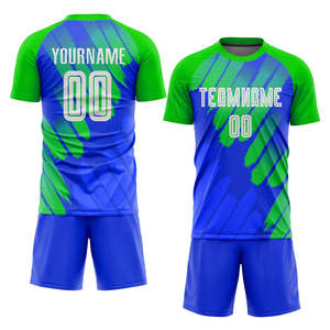 ชุดเสื้อฟุตบอลแบบกำหนดเองสำหรับผู้ใหญ่ ยูนิเซ็กซ์ สีน้ำเงินไล่เฉดสีเขียว ระบายเหงื่อได้ดี แขนสั้น - Product Image 2