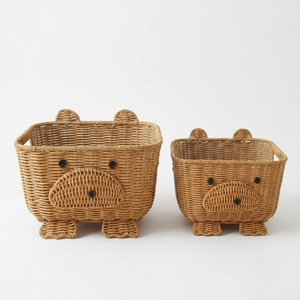 Panier de rangement en osier en forme d'ours de haute qualité, fait main, pour jouets d'enfants, organisateur en rotin pour la décoration de la chambre d'enfant, article amusant, vente en gros - Product Image 1