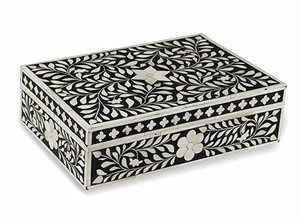 Boîte à bijoux en MDF incrusté de résine et d'os fait à la main avec logo personnalisé écologique pour les femmes à des fins de cadeaux disponibles en vrac - Product Image 3