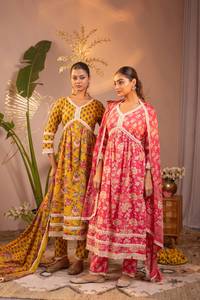 Traditional Indian Ethnic Wear Pure 100% Cotton Floral Anarkali Dress Ladies Bulk Wholesale Export Jaipuri Hand Block Print - Product Image 5