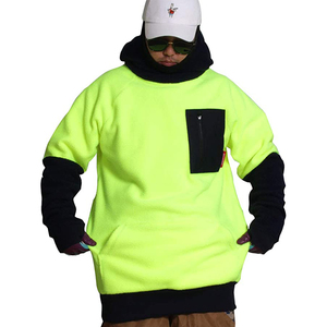 Sudadera con capucha de forro polar verde neón extragrande para hombre con detalles negros en las mangas y bolsillo frontal, estilo urbano de invierno. - Product Image 1
