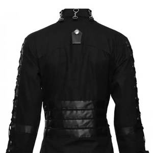 Abrigo Largo Gótico Steampunk para Hombre, Negro Oscuro, Estilo Bondage Cyber, Superventas, OEM ODM - Product Image 4