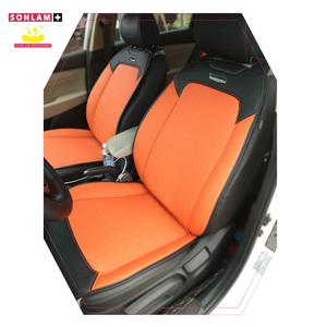 Accesorios de Interior de coche Material de cuero Paquete DE GARANTÍA Estilo ecológico Fundas de asiento de coche Juego completo Naranja de lujo con color negro - Product Image 1