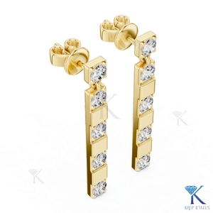 Boucles d'oreilles pendantes en diamant CVD cultivé en laboratoire, avec accent en or et diamants alternés, en or massif 14 carats, bijoux de luxe pour femme, pour soirée - Product Image 4