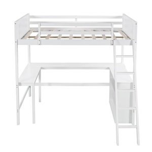 Lit superposé moderne en bois massif pour enfants blanc avec étagères de table intégrées pour la maison ou l'hôtel meubles en gros - Product Image 2
