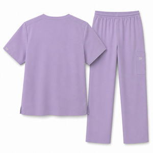Conjunto de Uniforme Médico Unisex Más Vendido, Top con Cuello en V y Pantalones, Color Morado, Uniformes de Hospital, Ropa de Trabajo Médica de Poliéster Tejido - Product Image 2
