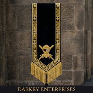 Cinturón Masónico de Caballero Bordado a Mano con Lingotes de Oro, Terciopelo Negro, Insignia Fraternal Personalizada con Flecos Dorados, Venta al por Mayor - Product Image 1